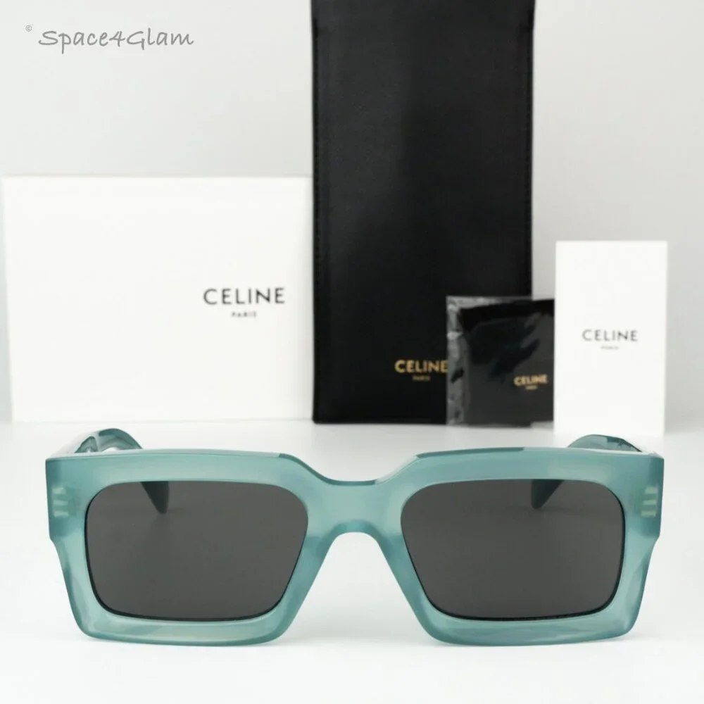 Celine Men Sunglasses CL40280U 3 DOTS 93A Light Green Grey Square BRAND NEW